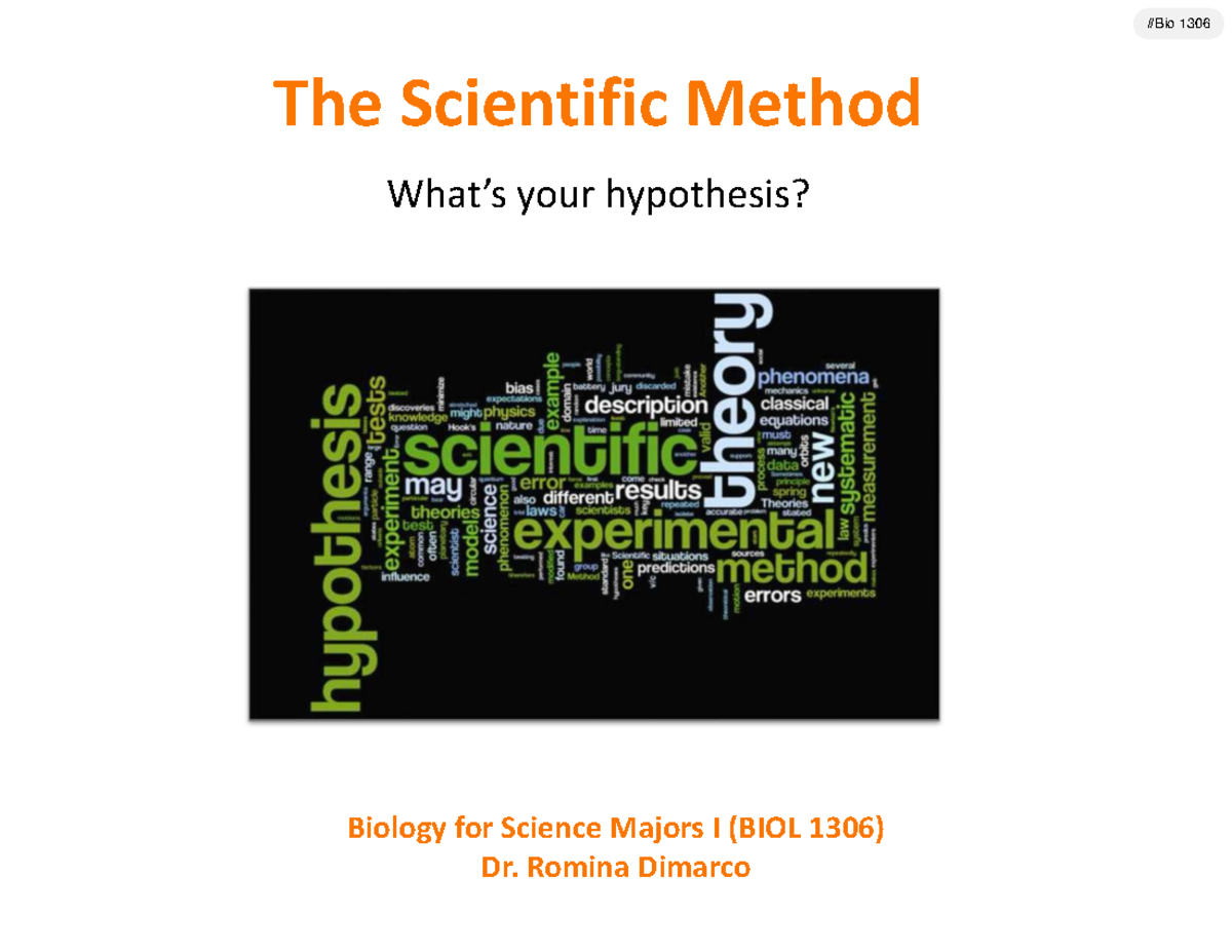 BIOL 1306 - The Scientific Method: Research & Experimentation Guide ...