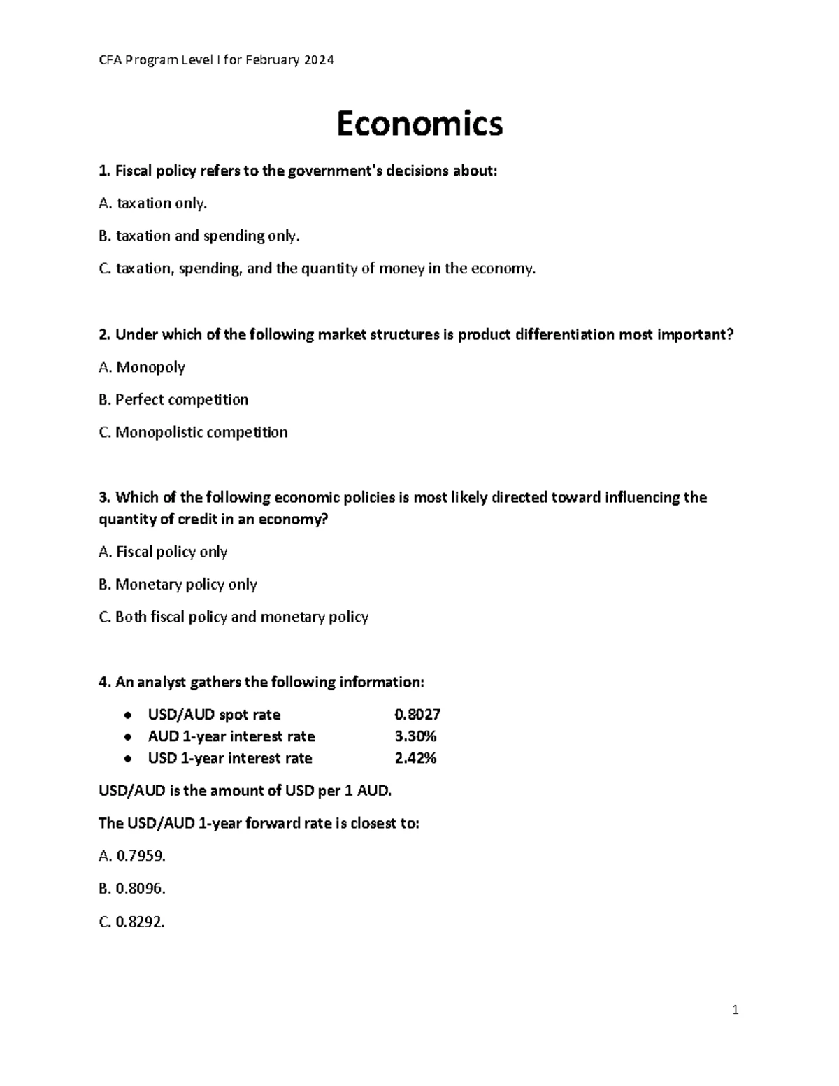 Schweser Notes: Book 1 - Quantitative Methods & Economics CFA 