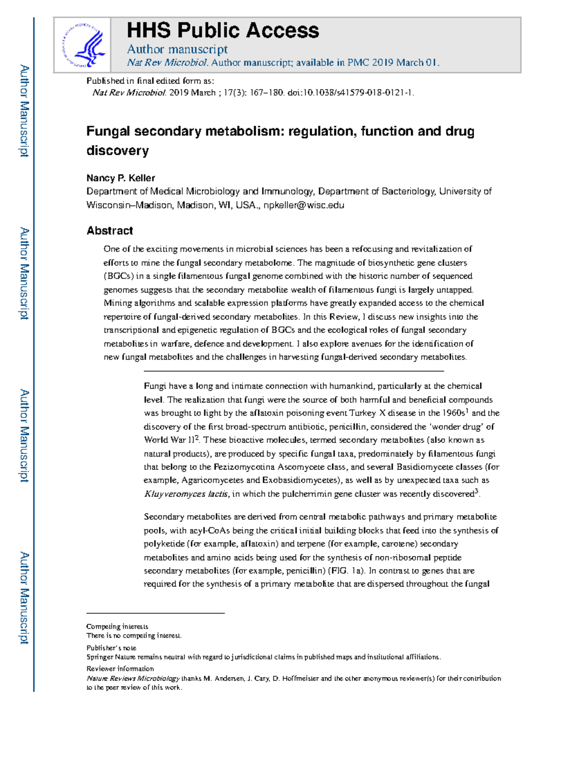 Fungal Secondary Metabolism: Insights into Regulation and Drug ...
