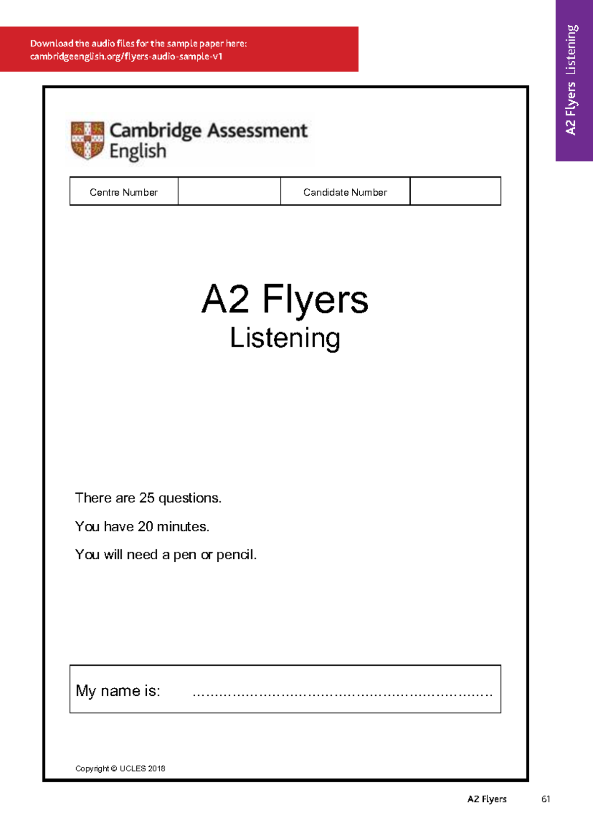 A2 Flyers Listening & Reading Class Notes - Studocu