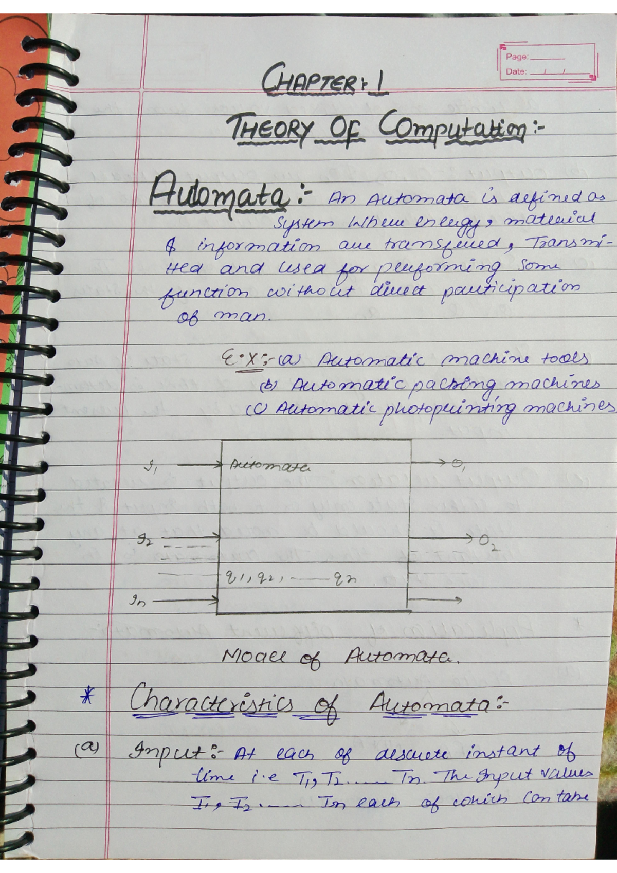 Toc lecture notes - Page: CHAPTER 1 Date: THEORY of Computation An ...