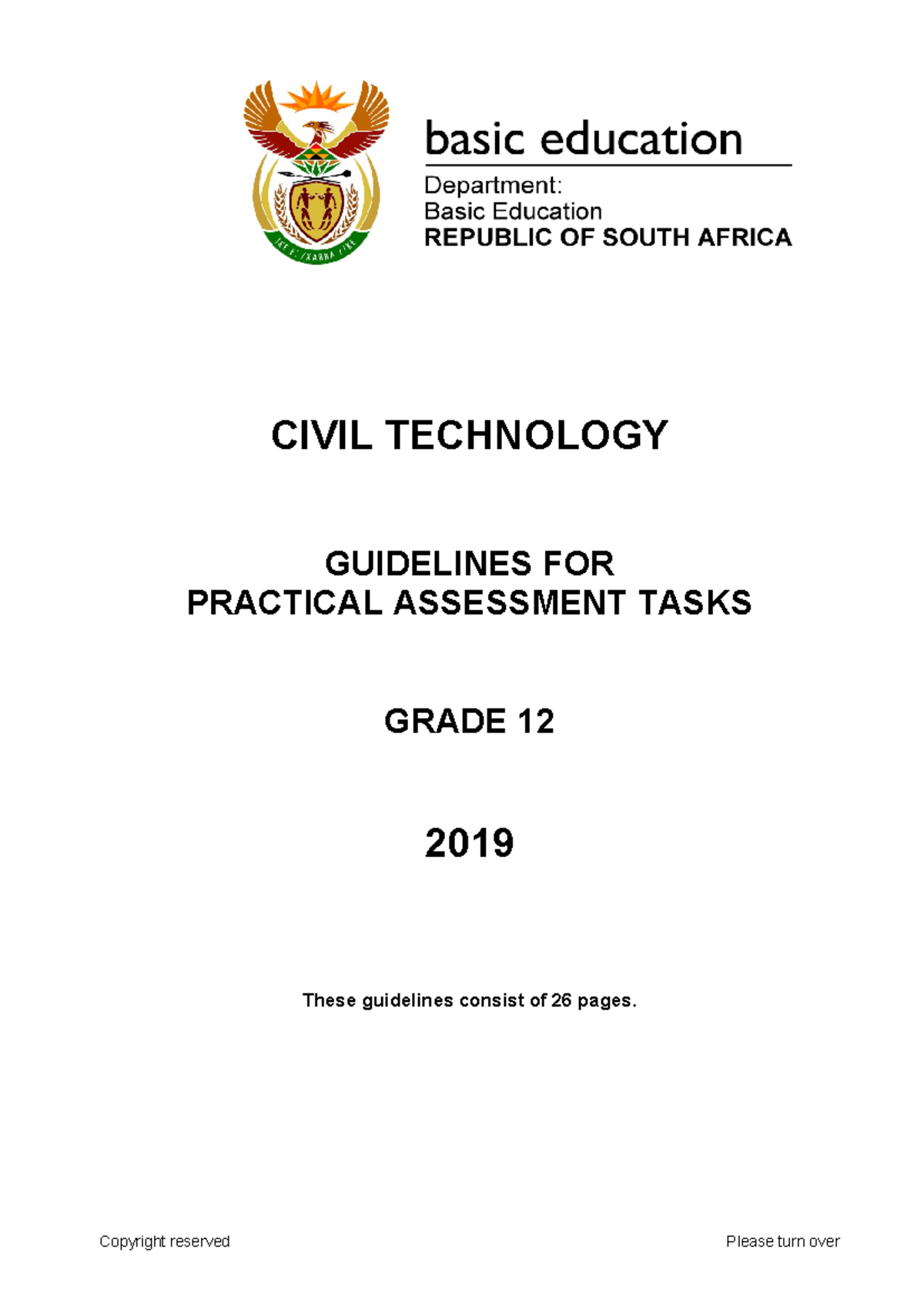 Civil Technology PAT Guidelines for Grade 12 - 2019 Edition - Studocu