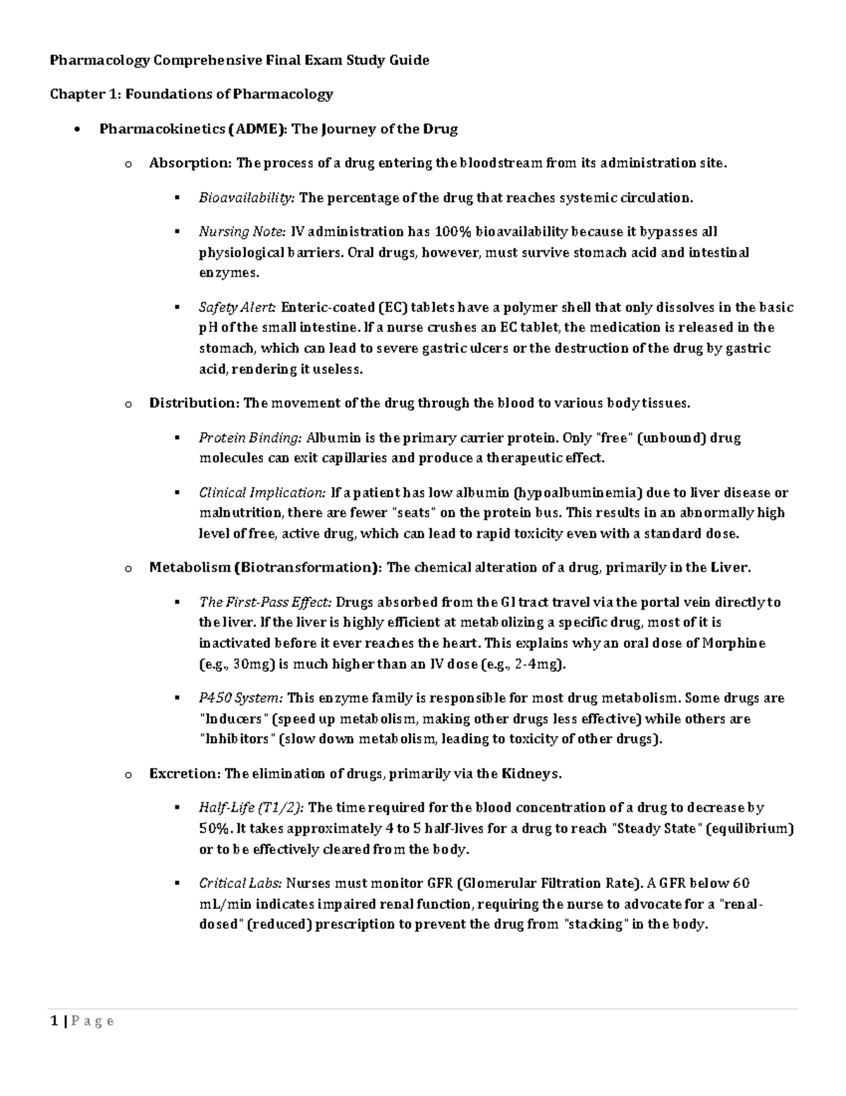 Pharmacology Comprehensive Final Exam Study Guide (PHARM 101) - Studocu