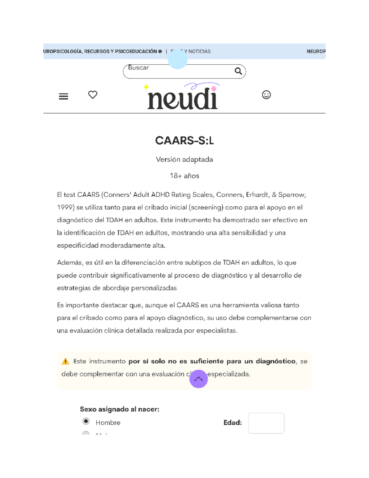 Resultados del Test CAARS para TDAH en Adultos - Studocu