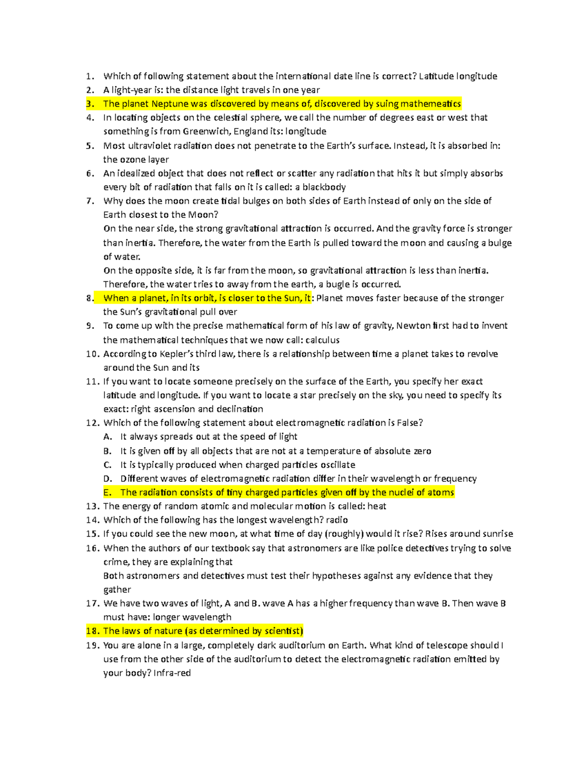 Midterm Review - ASTR 101 Concepts and Key Points - Studocu
