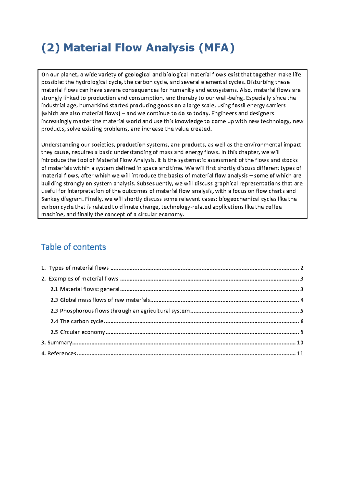 (2) Material Flow Analysis: Understanding Geological and Biological ...