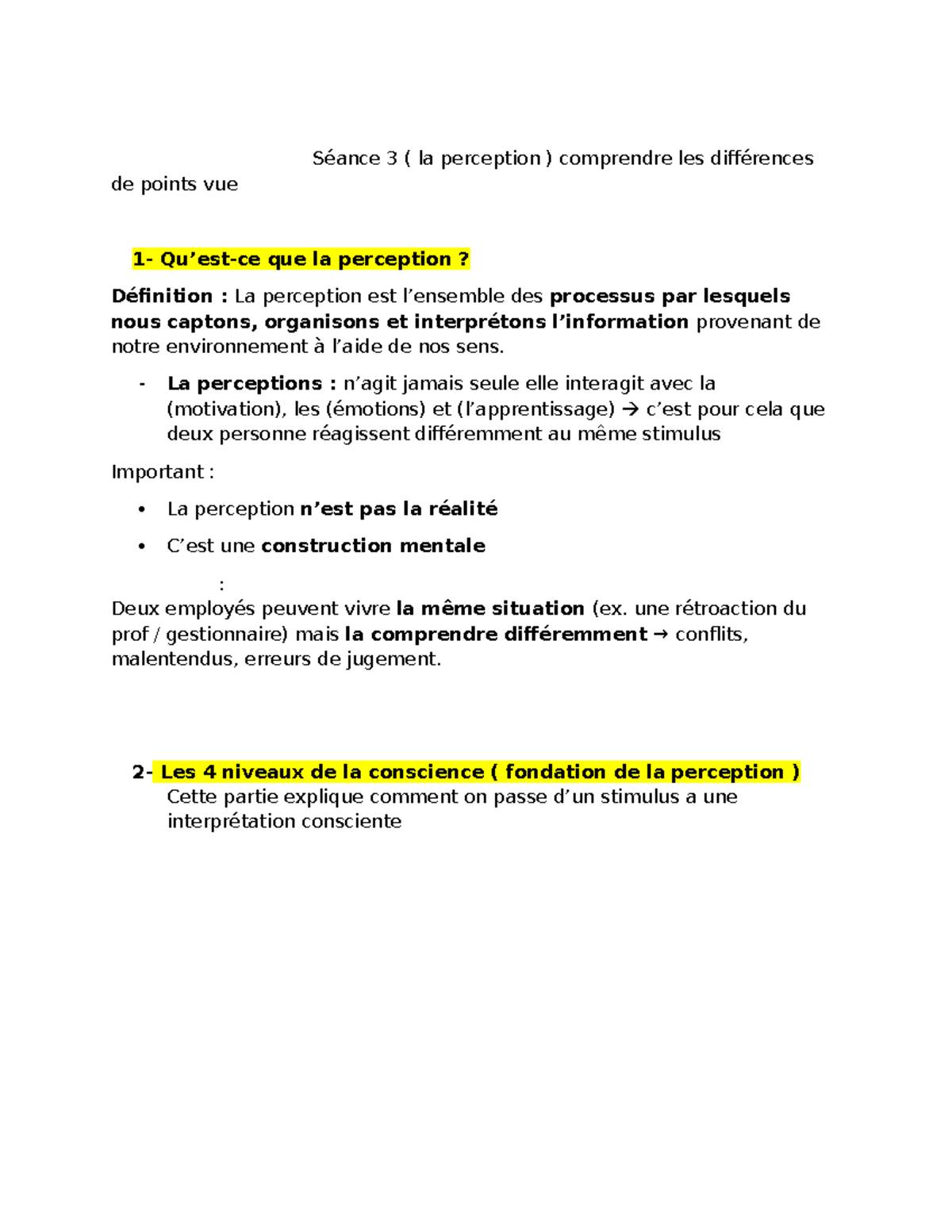 Séance 3 : Comprendre la Perception et ses Différences de Points de Vue ...