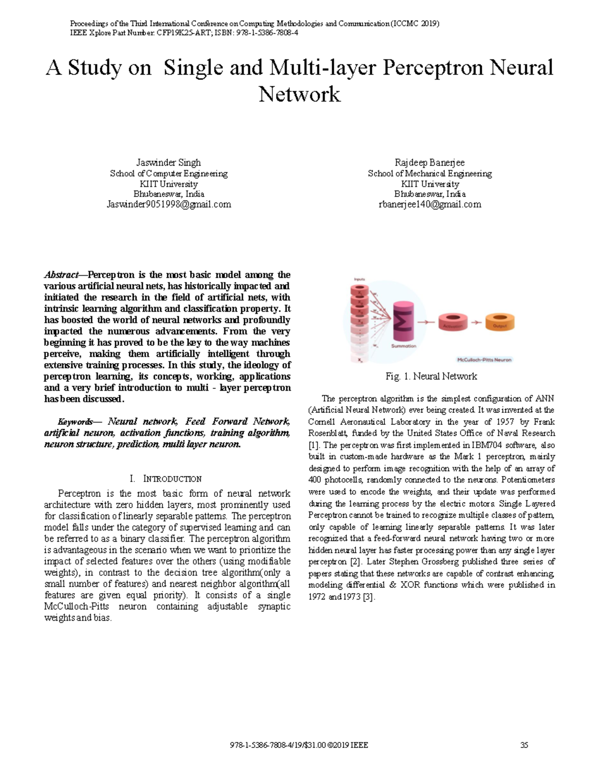 A Study of Perceptron Models in Neural Networks - Lecture Notes - Studocu