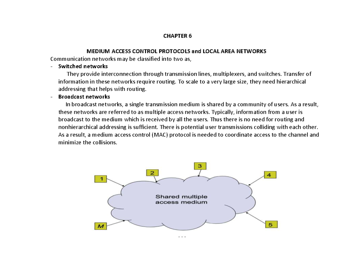 CHAPTER 6: MEDIUM ACCESS CONTROL PROTOCOLS & LANs - Studocu