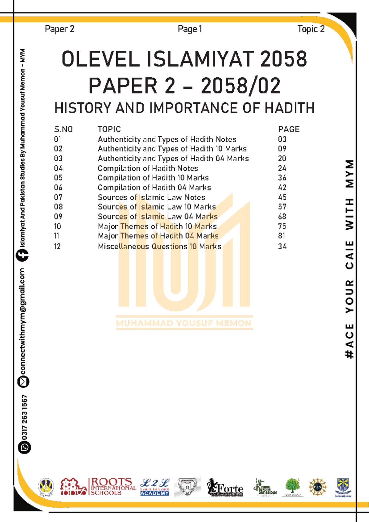 OLEVEL ISLAMIYAT 2058 PAPER 2: History & Importance of Hadith Notes ...