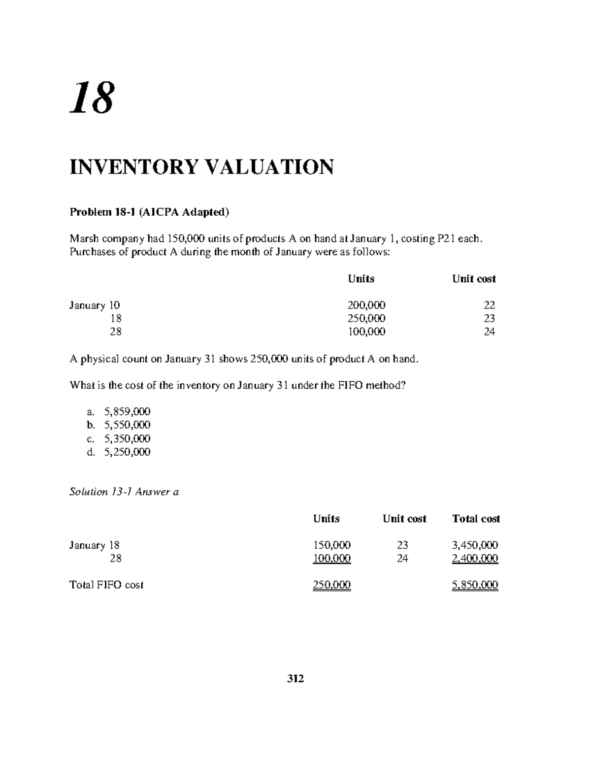 Inventory Valuation CH18 Problems: FIFO, LIFO & Weighted Avg Methods ...