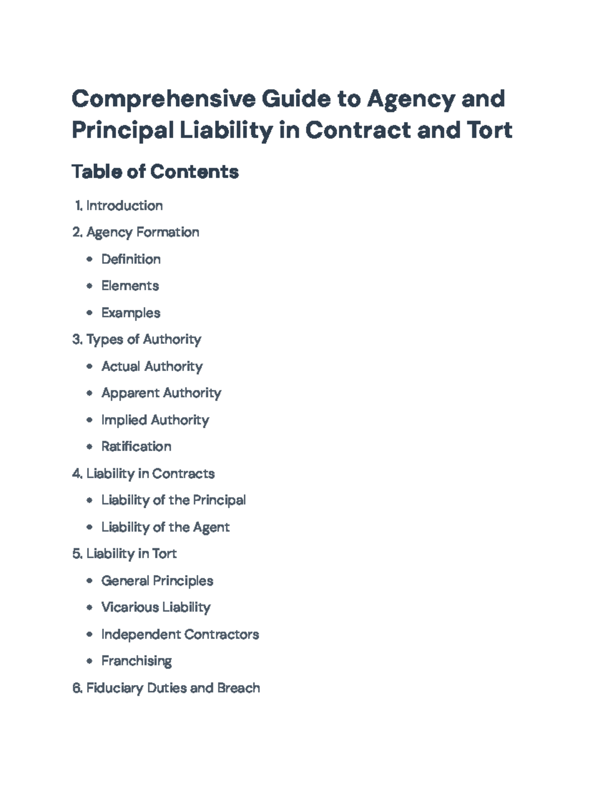 Comprehensive Guide to Agency and Principal Liability in Contract ...