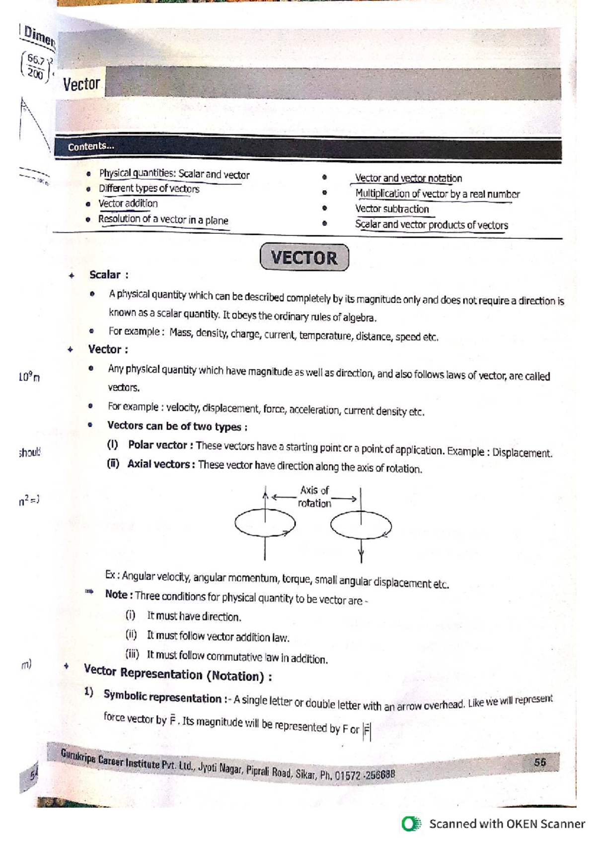 Physics Dimen 66.7 200 Vector Module Notes: Scalars & Vectors - Studocu