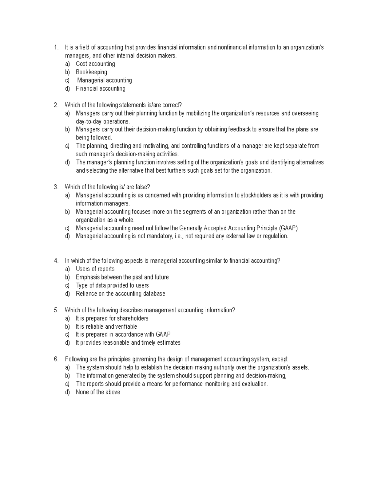 Management Advisory Services: Key Concepts in Managerial Accounting ...