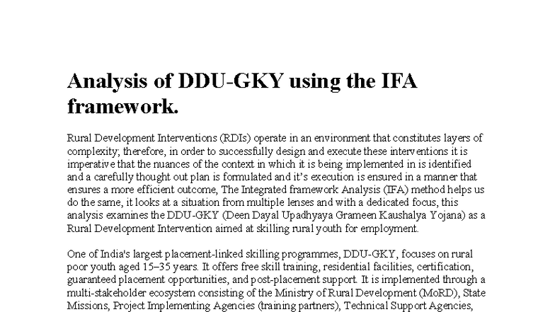 Analysis of IFA Framework in Rural Development Interventions (RDIs ...