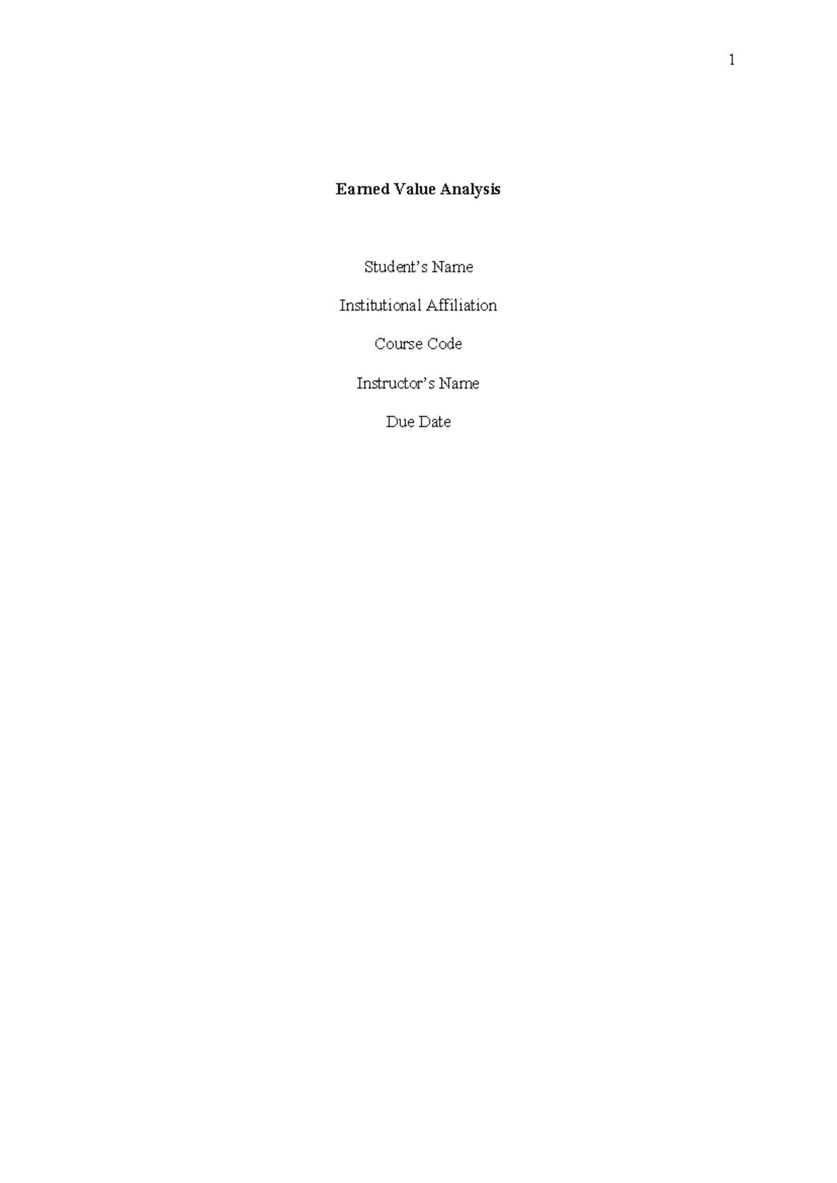 Earned Value Analysis: Insights on Project Performance Management - Studocu
