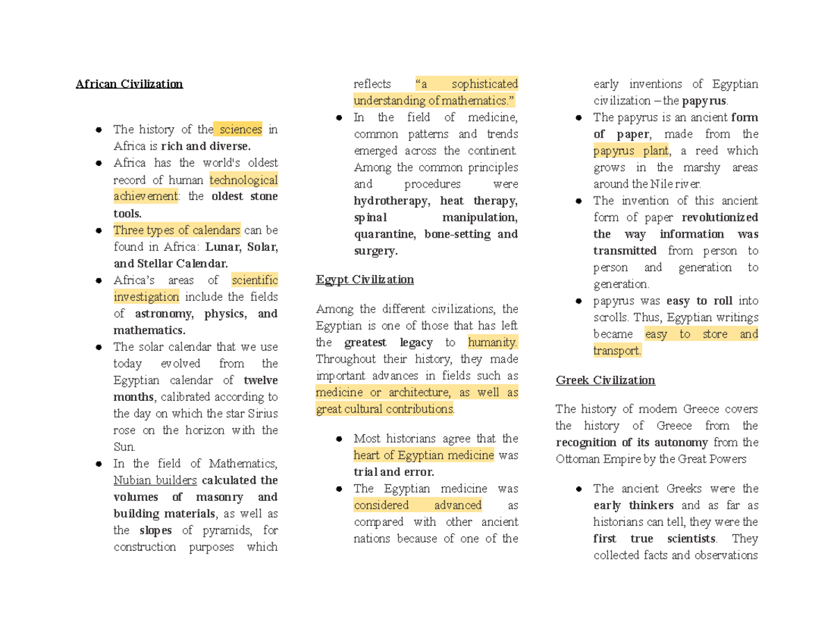 African-Civilization Word-1 - African Civilization The history of the ...
