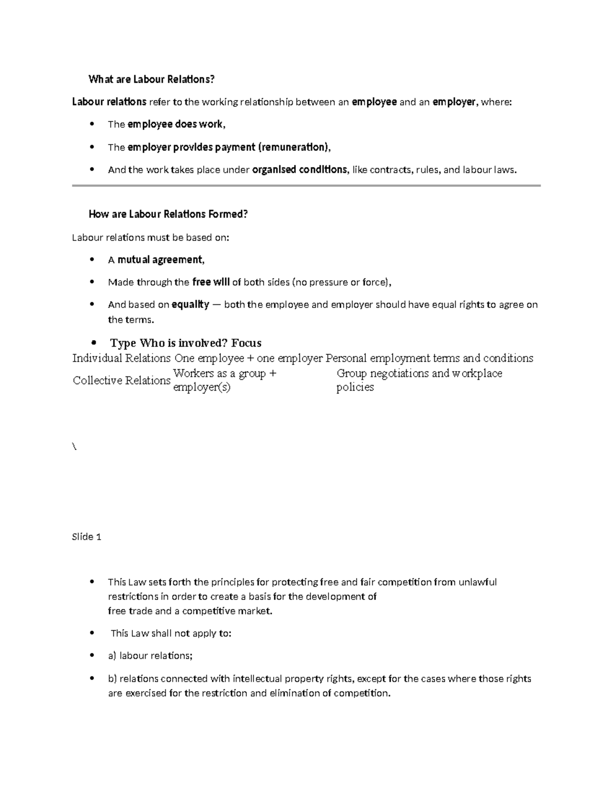 Labour Law Lecture Notes: Understanding Labour Relations and ...