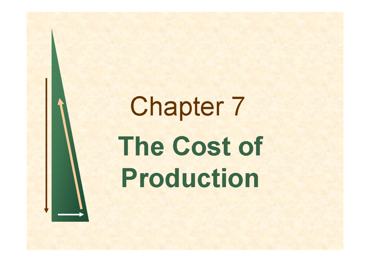 Lecture notes, lecture 7 - The cost of production - Chapter 7 The Cost ...