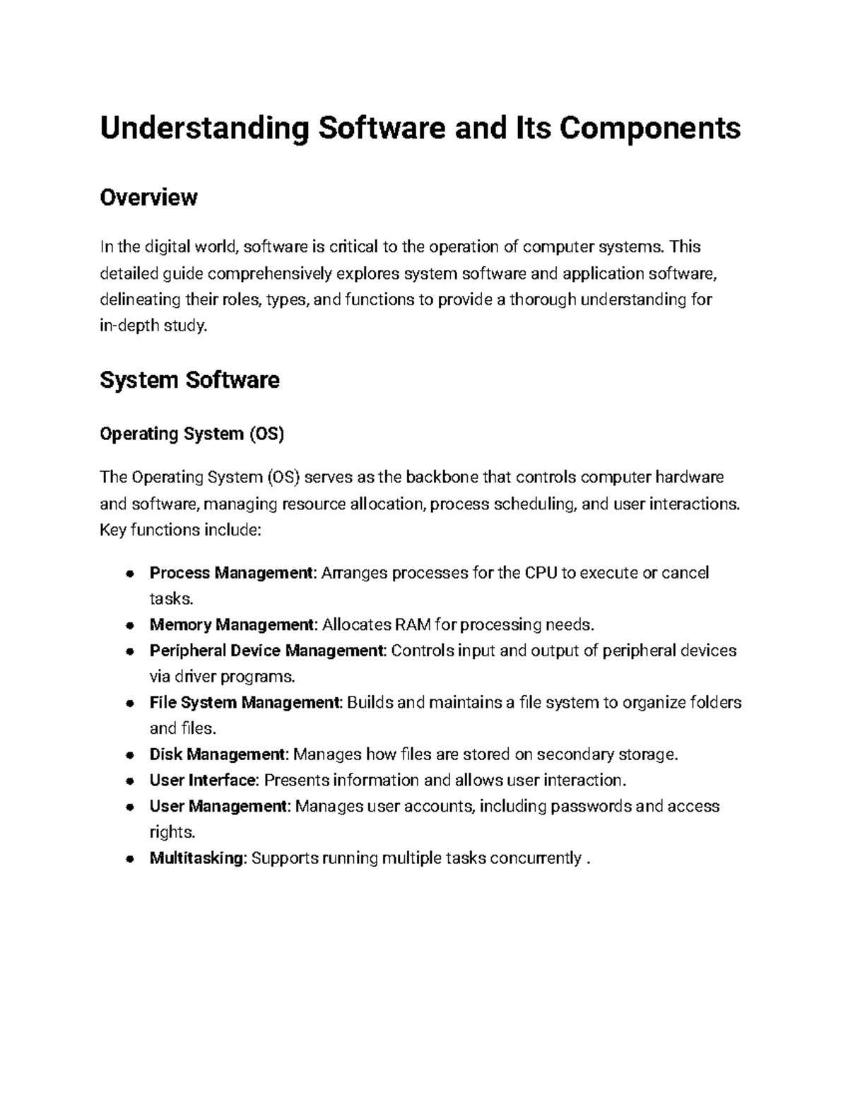 ICT notes-2 - Hi. - Understanding Software and Its Components Overview ...