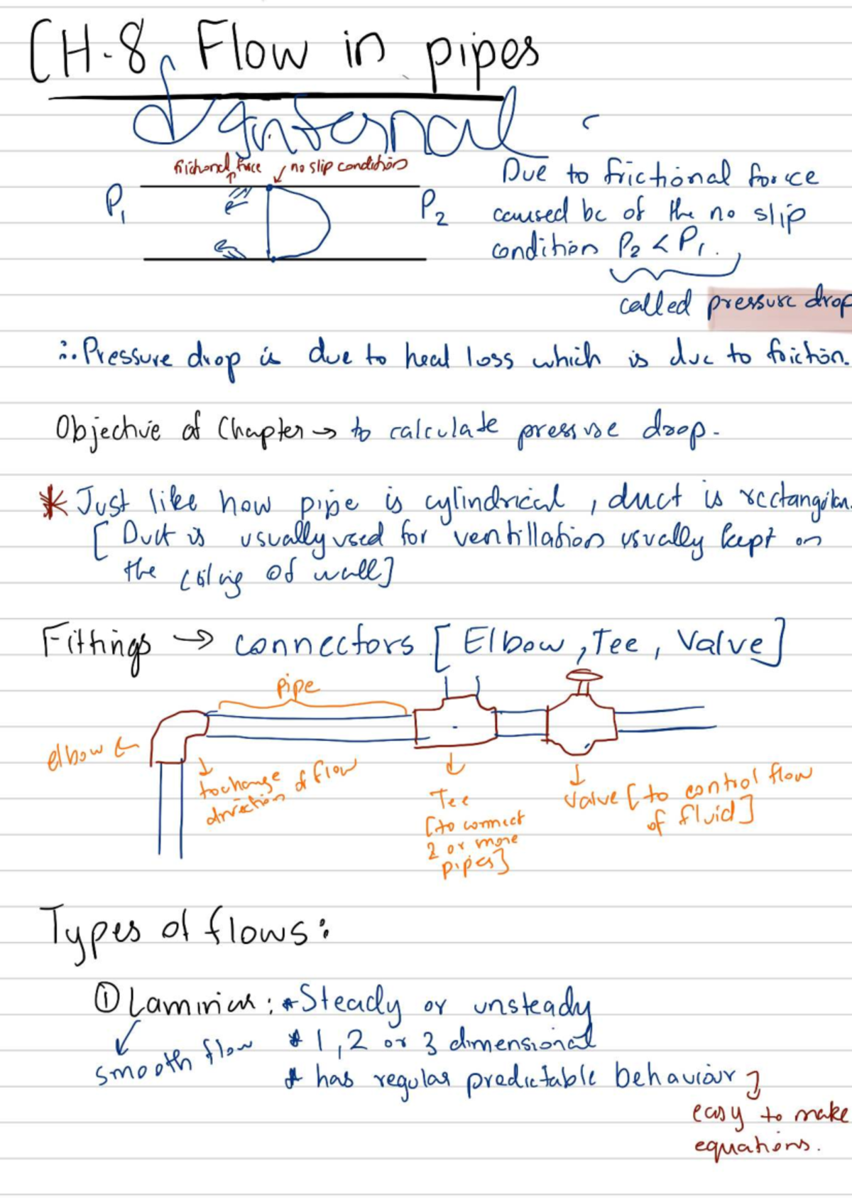 Ch-8: Pressure Drop and Flow Characteristics in Pipes - Studocu