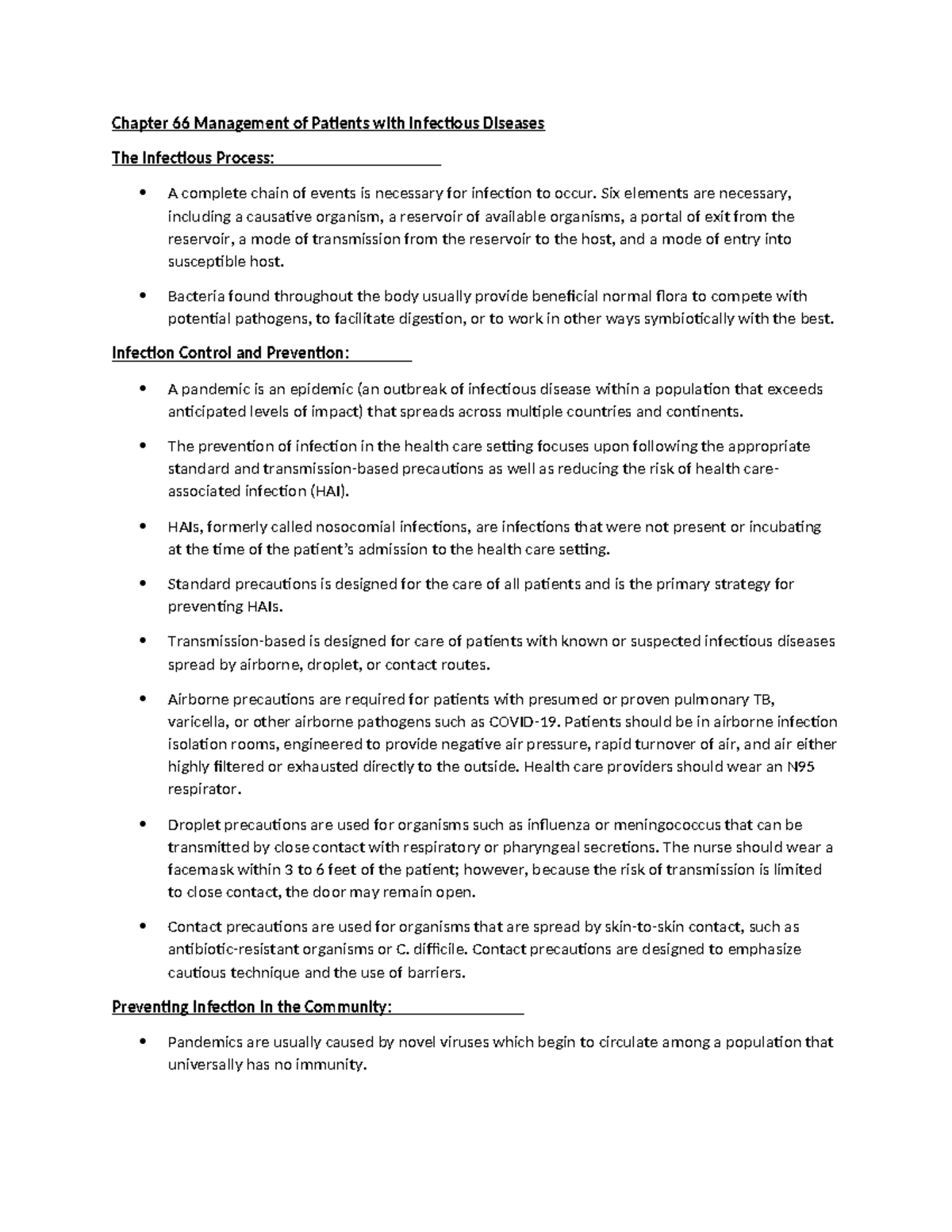 Chapter 66: Management of Patients with Infectious Diseases - Studocu