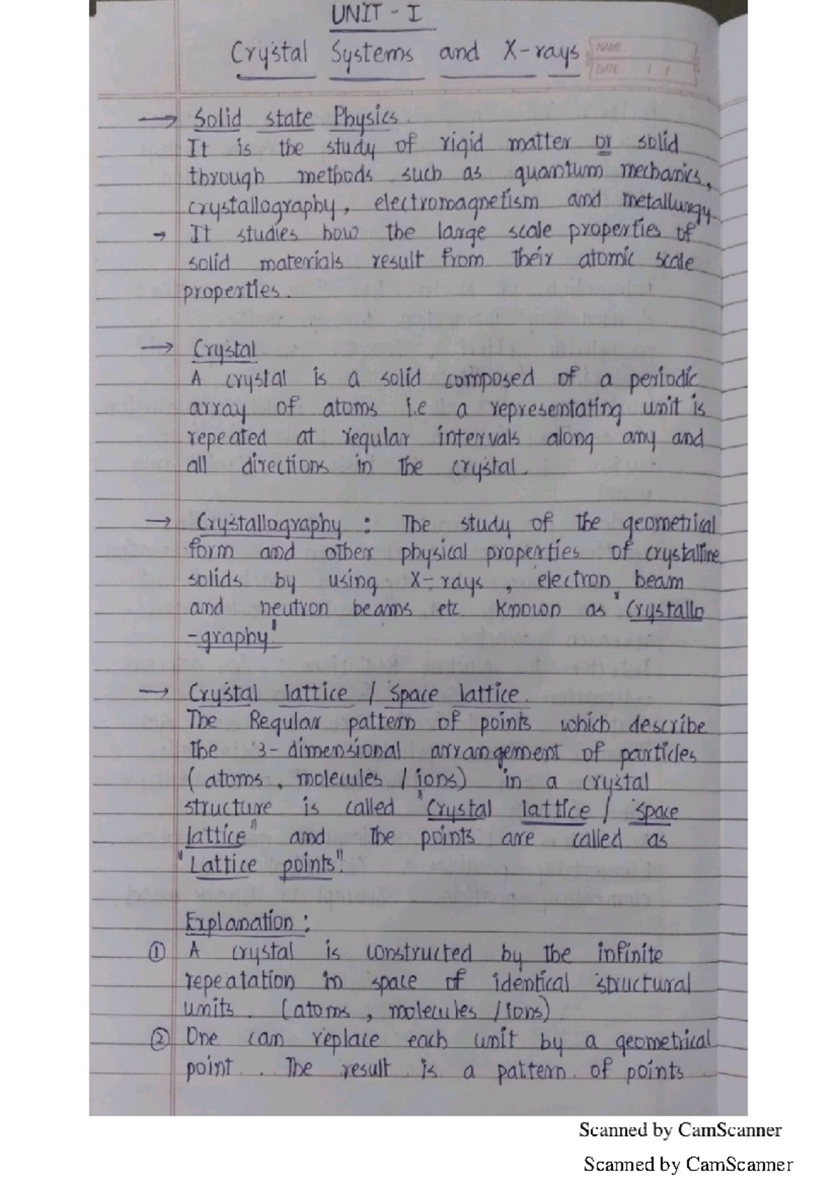 Physics-I Unit I: Crystal Systems and Solid State Physics Overview ...