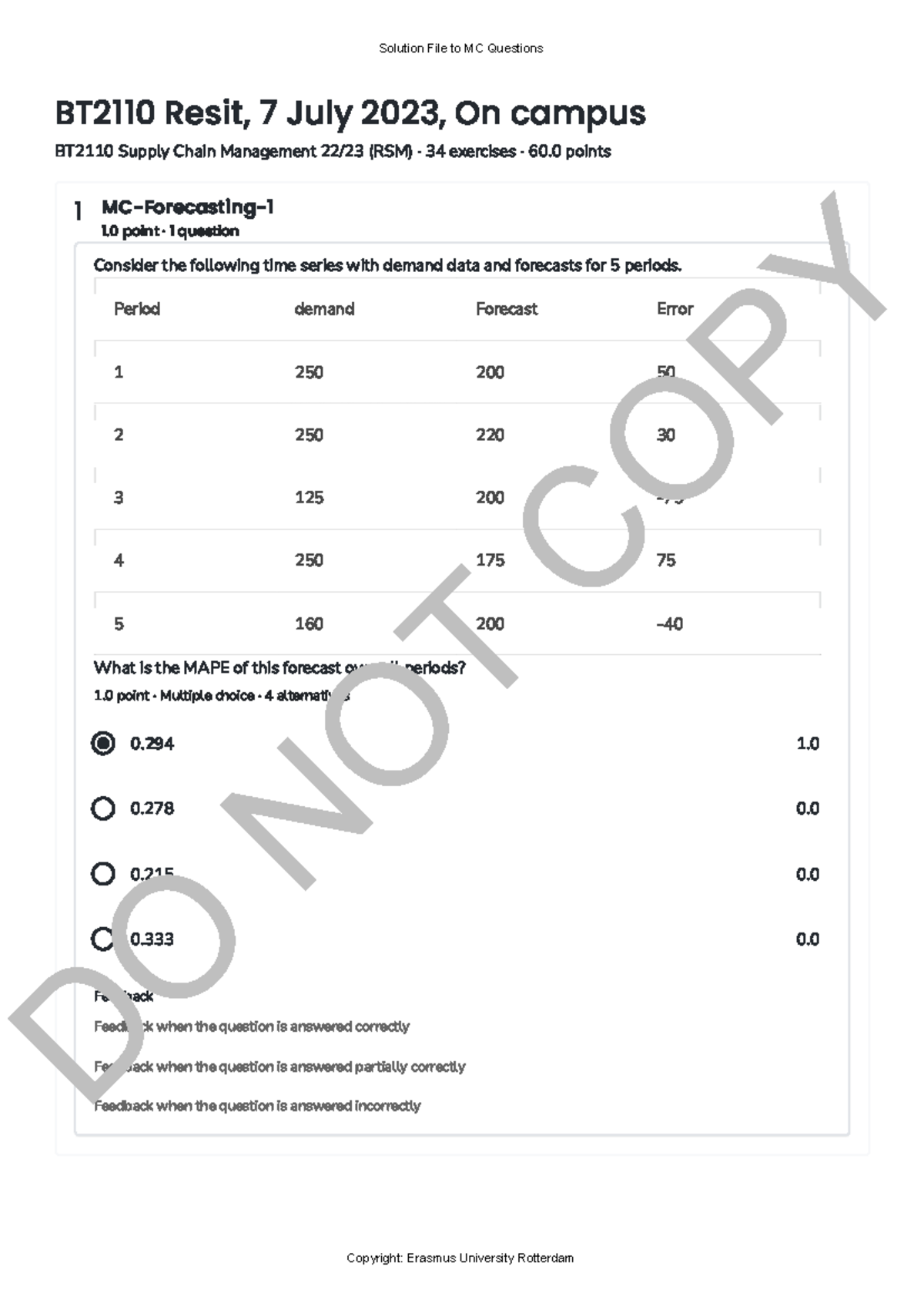 BT2110 Resit - Solution File for MC Questions - Studeersnel