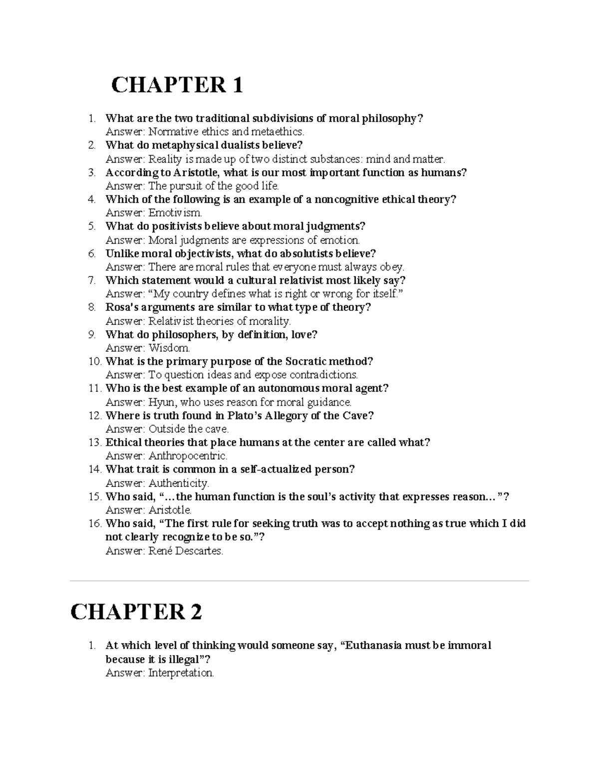 PHIL 101: Chapter Notes on Moral Philosophy and Ethics - Studocu