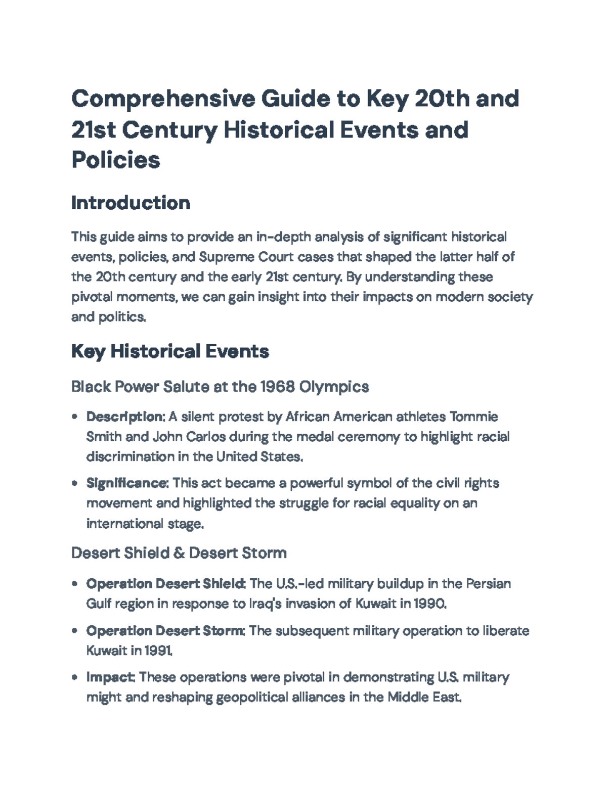Historical Events, Policies & Supreme Court Cases: A Comprehensive ...