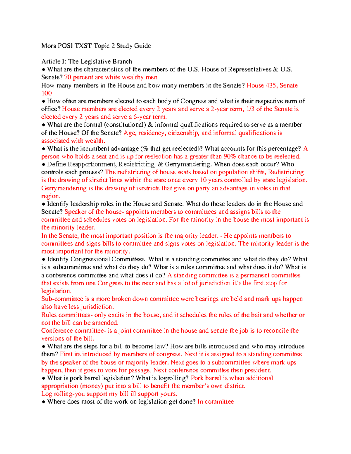 POSI 2310 Topic 2 Study Guide-1 (1)-1 - Mora POSI TXST Topic 2 Study ...