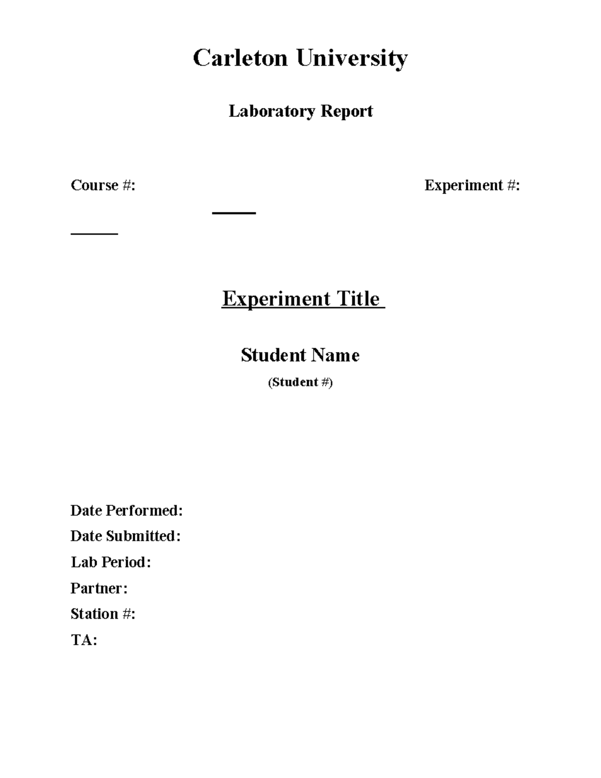 Density Report Template for Carleton University Lab Experiment - Studocu