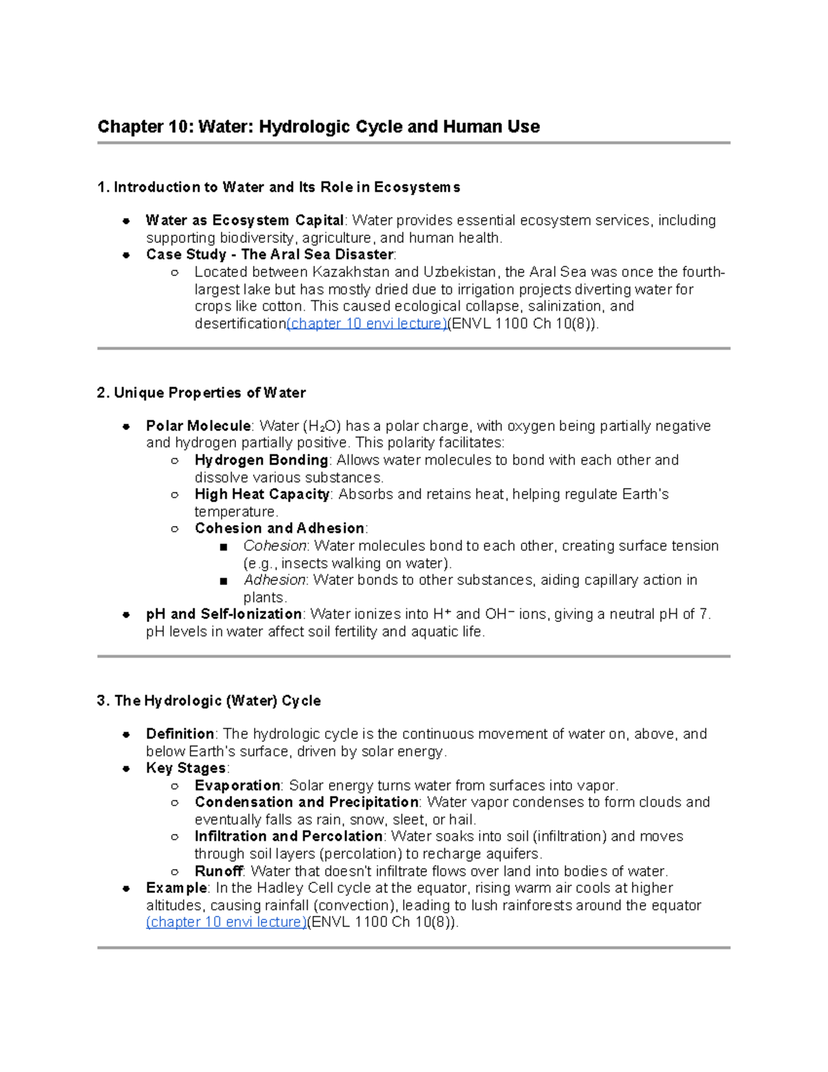 Chapter 10: Water and the Hydrologic Cycle - ENVL 1100 Lecture Notes ...