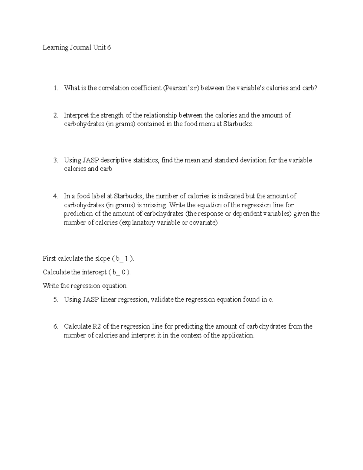 Math 2181 Learning Journal: Insights from Unit 6 Analysis - Studocu