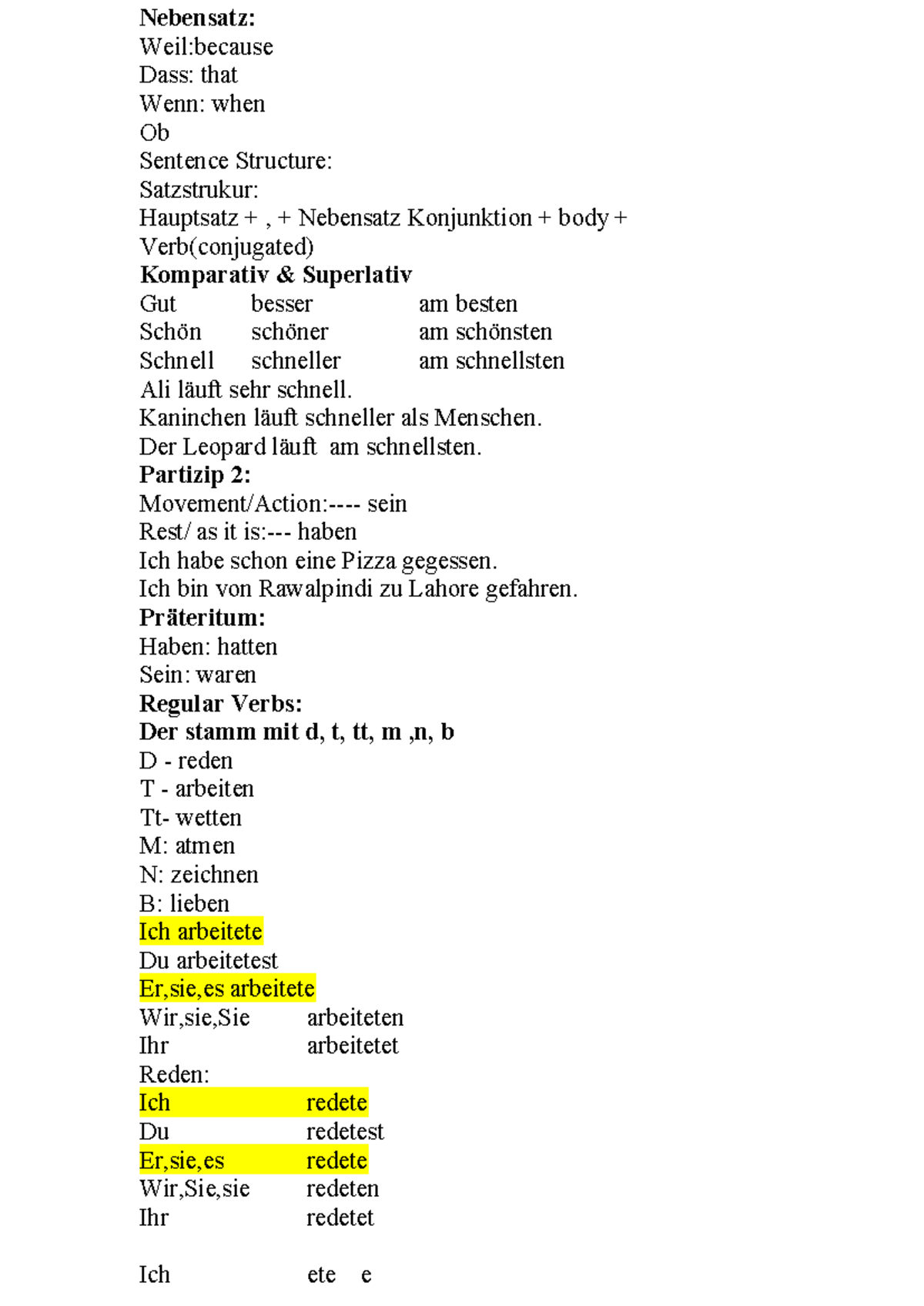 Revision A2: Comprehensive German Language Lecture Notes PDF - Studocu
