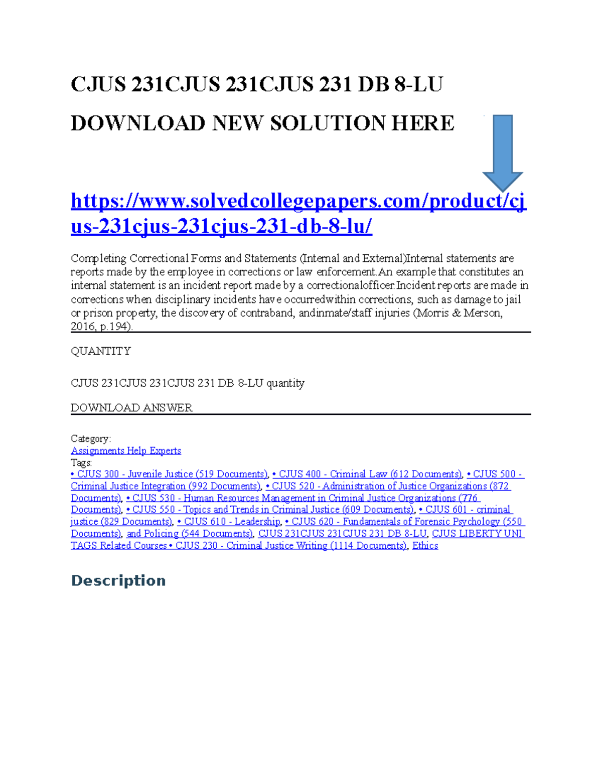 CJUS 231 - Completing Correctional Forms and Statements DB 8 - Studocu