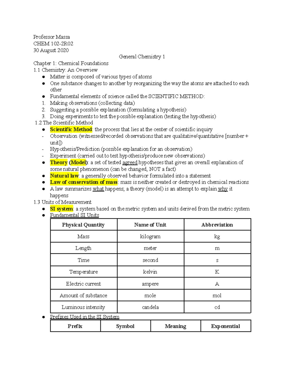 Gen Chem I Chapter 4 Study Guide Prof Deak Chapter 4 Chemical
