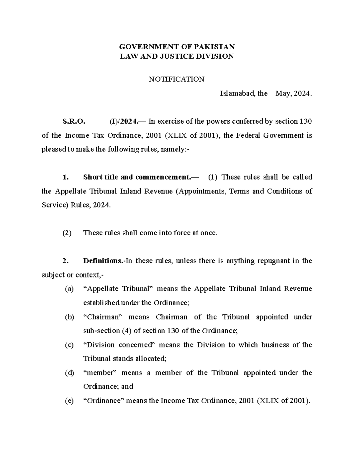 ATIR Rules 2024: Appointments, Terms & Conditions of Service - Studocu
