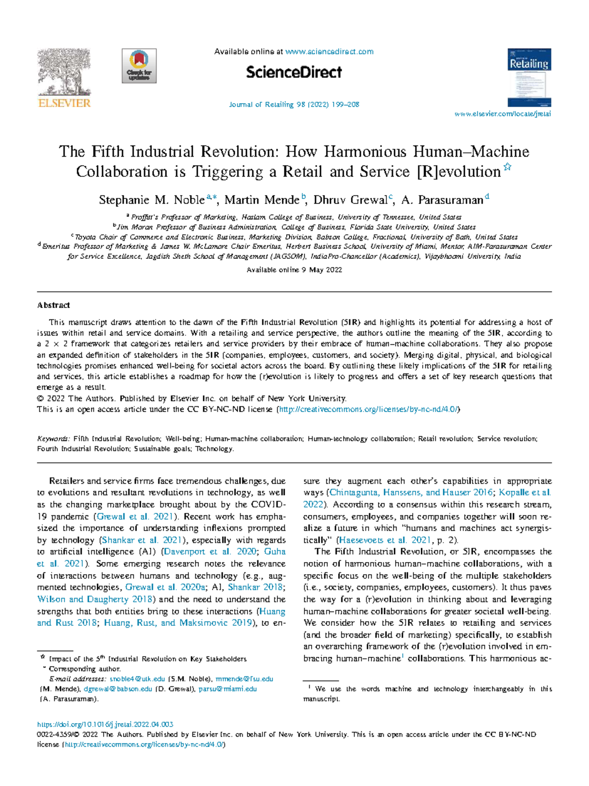 The Fifth Industrial Revolution: Harmonious Collaboration in Retail and ...