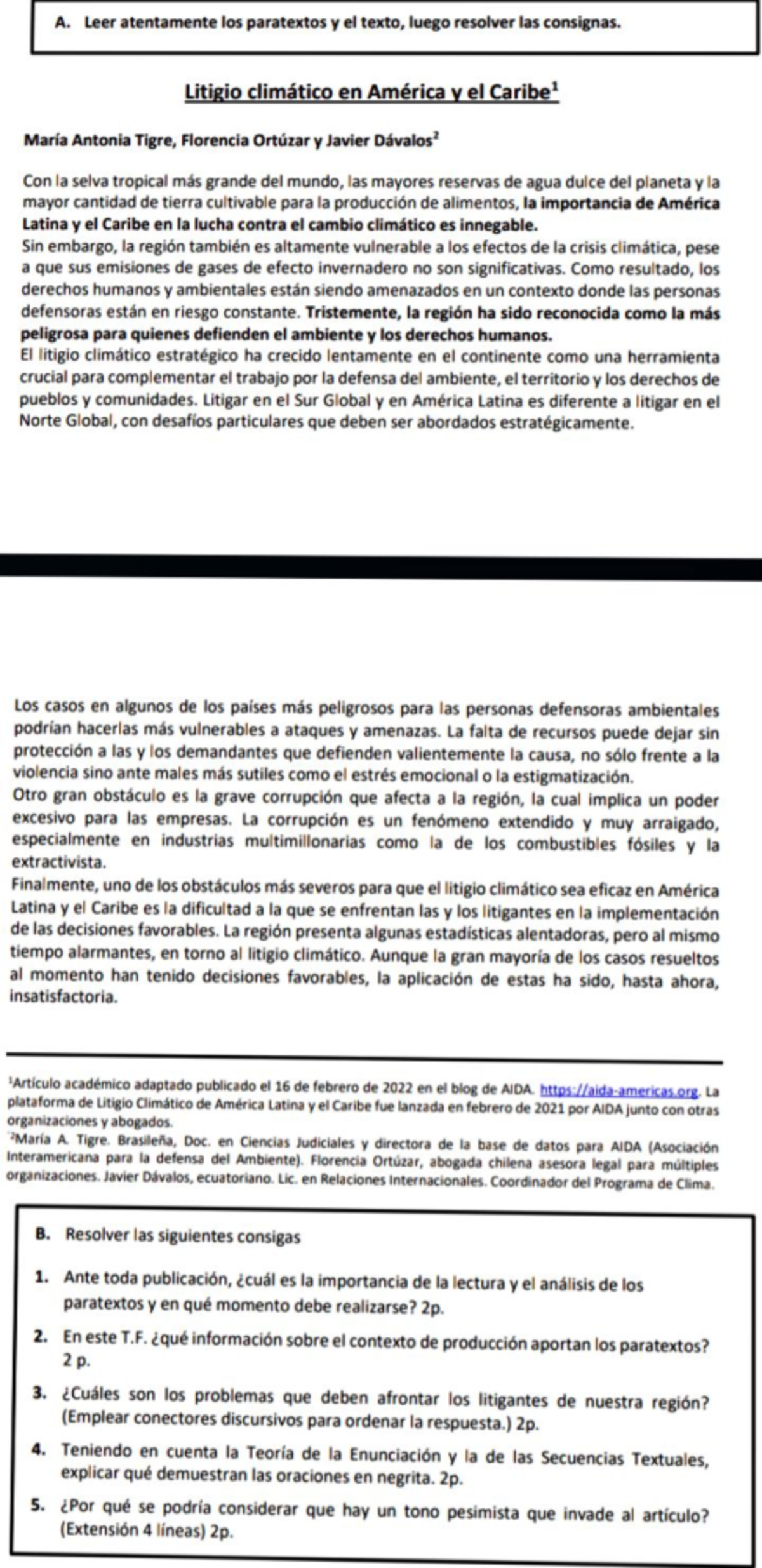 Modelo de Examen de Seminario UNLAM: Litigio Climático en América Latina - Document Preview