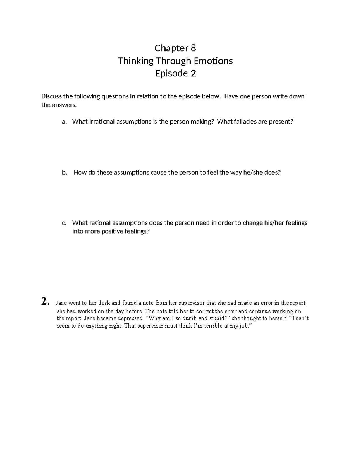 Chapter 8: Thinking Through Emotions - Episode 2 Analysis and ...