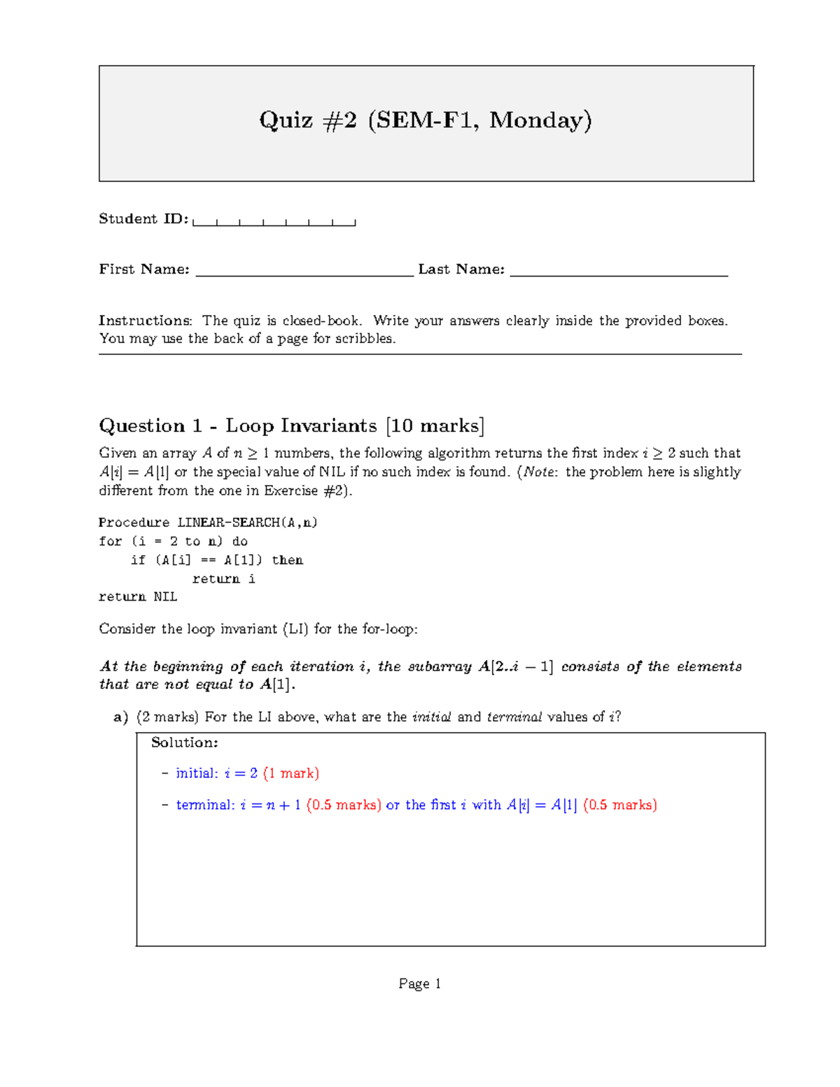 Cmput 204 Quiz 2 F1 Solutions and Analysis - Studocu