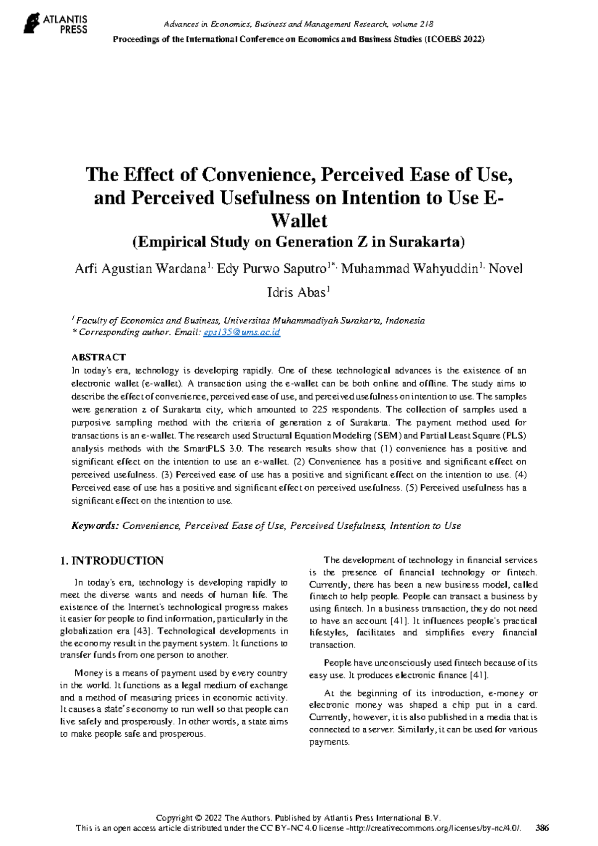 The Effect of Convenience, Ease of Use, and Usefulness on E-Wallet ...