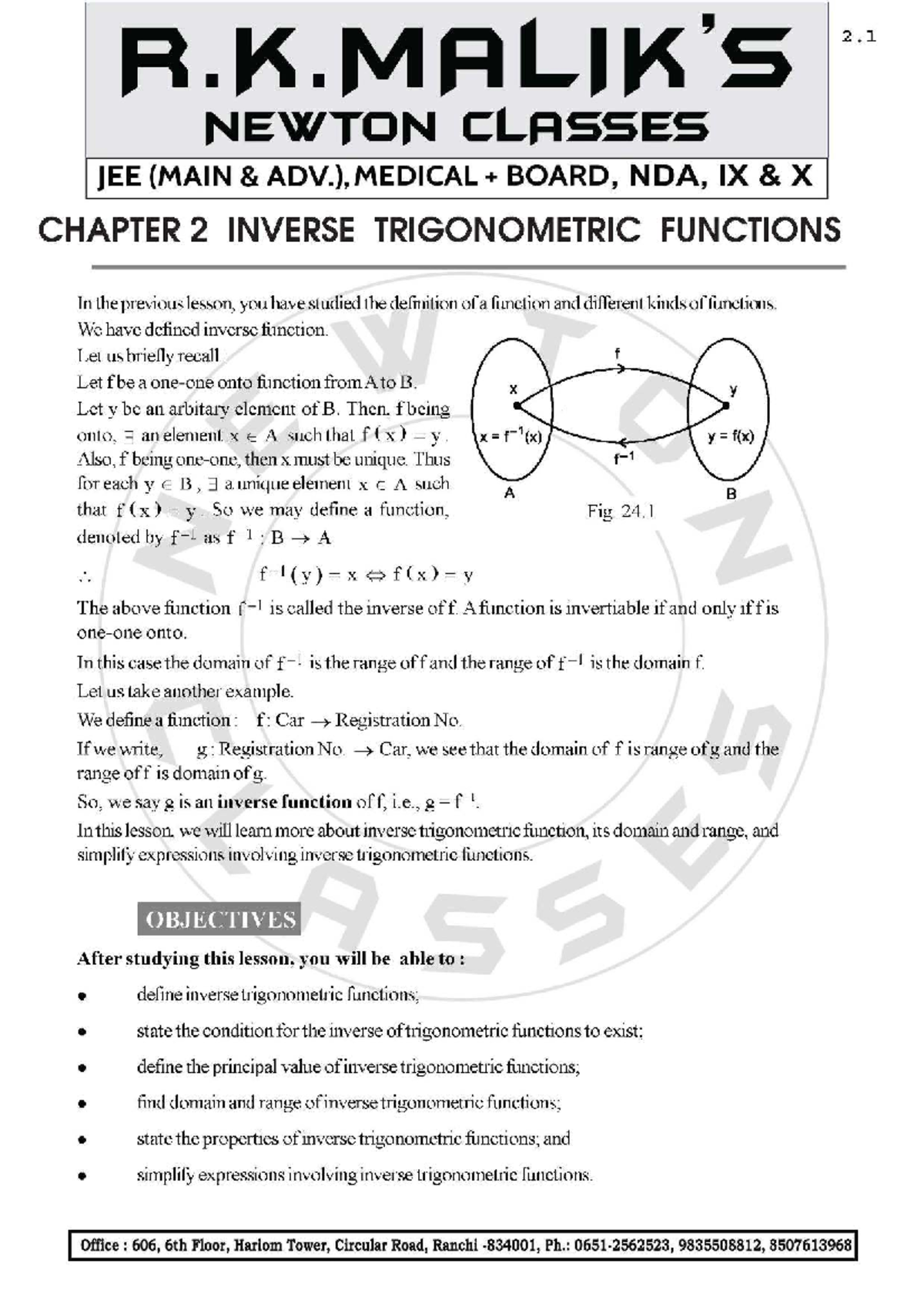 Inverse Trigonometric Functions - JEE (Main Adv.) Chapter 2 Notes - Studocu