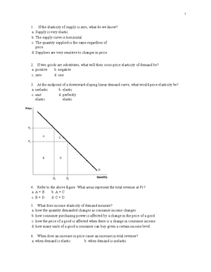 Midterm practice questions Part 1 - 1. If the elasticity of supply is ...