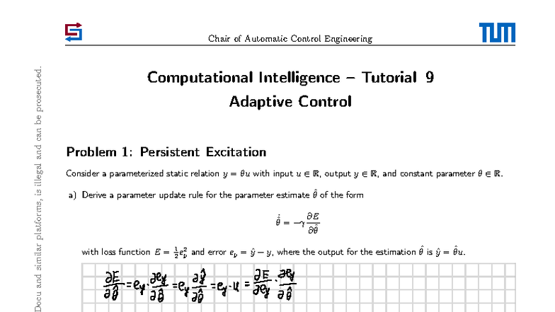 Automatic Control Engineering (SS25) Tutorial 9: Adaptive Control ...
