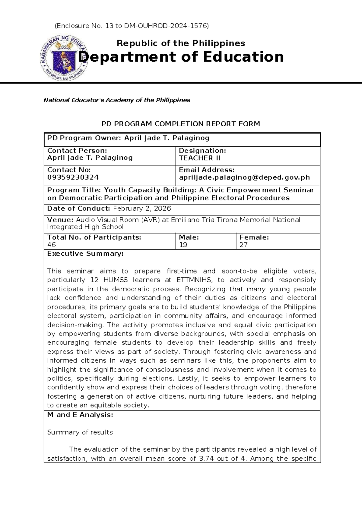 Youth Capacity Building Seminar Report: Civic Empowerment & Elections ...