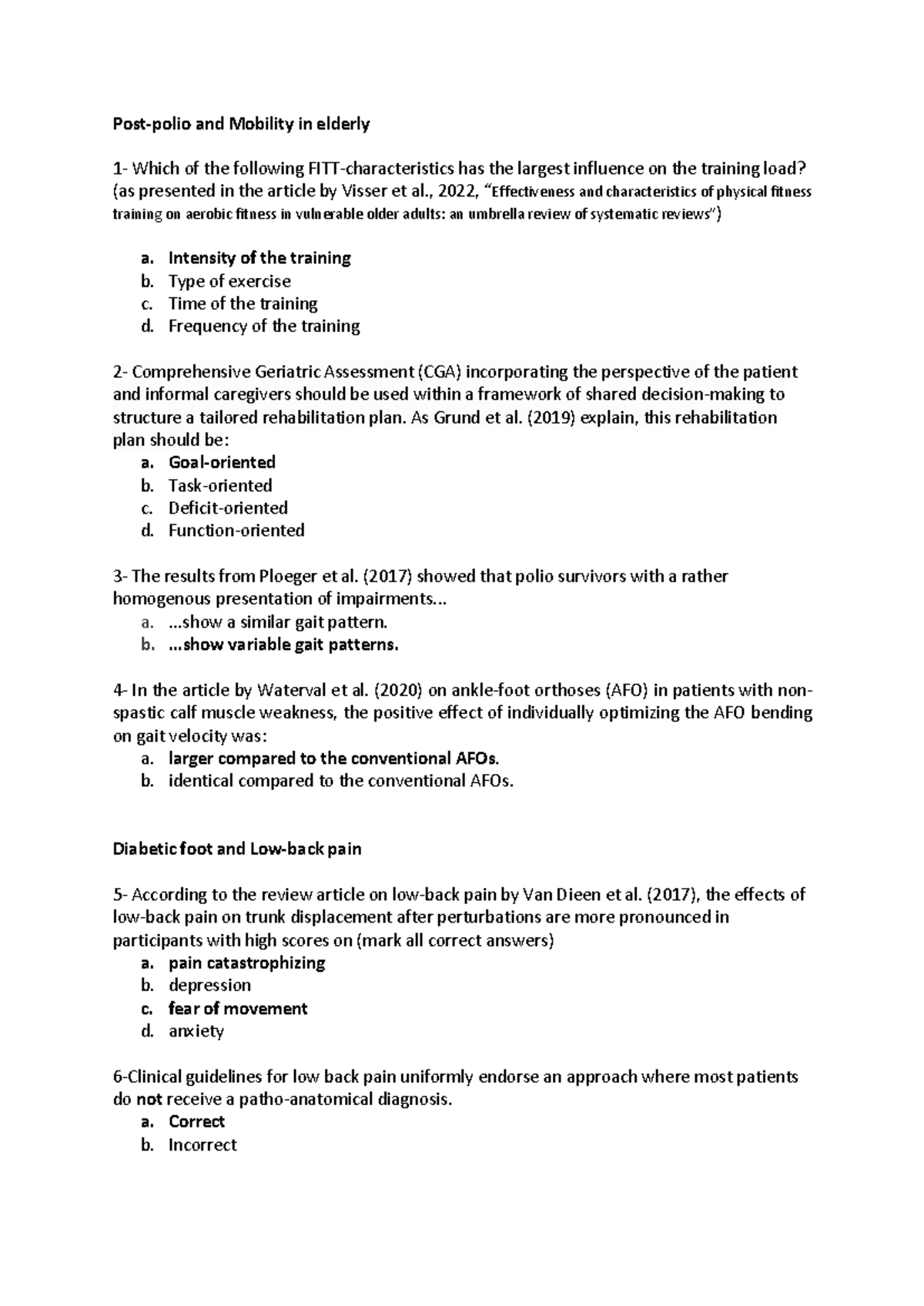 Post-Polio & Mobility: Example Exam Qs & Answers for Healthcare 2023 ...