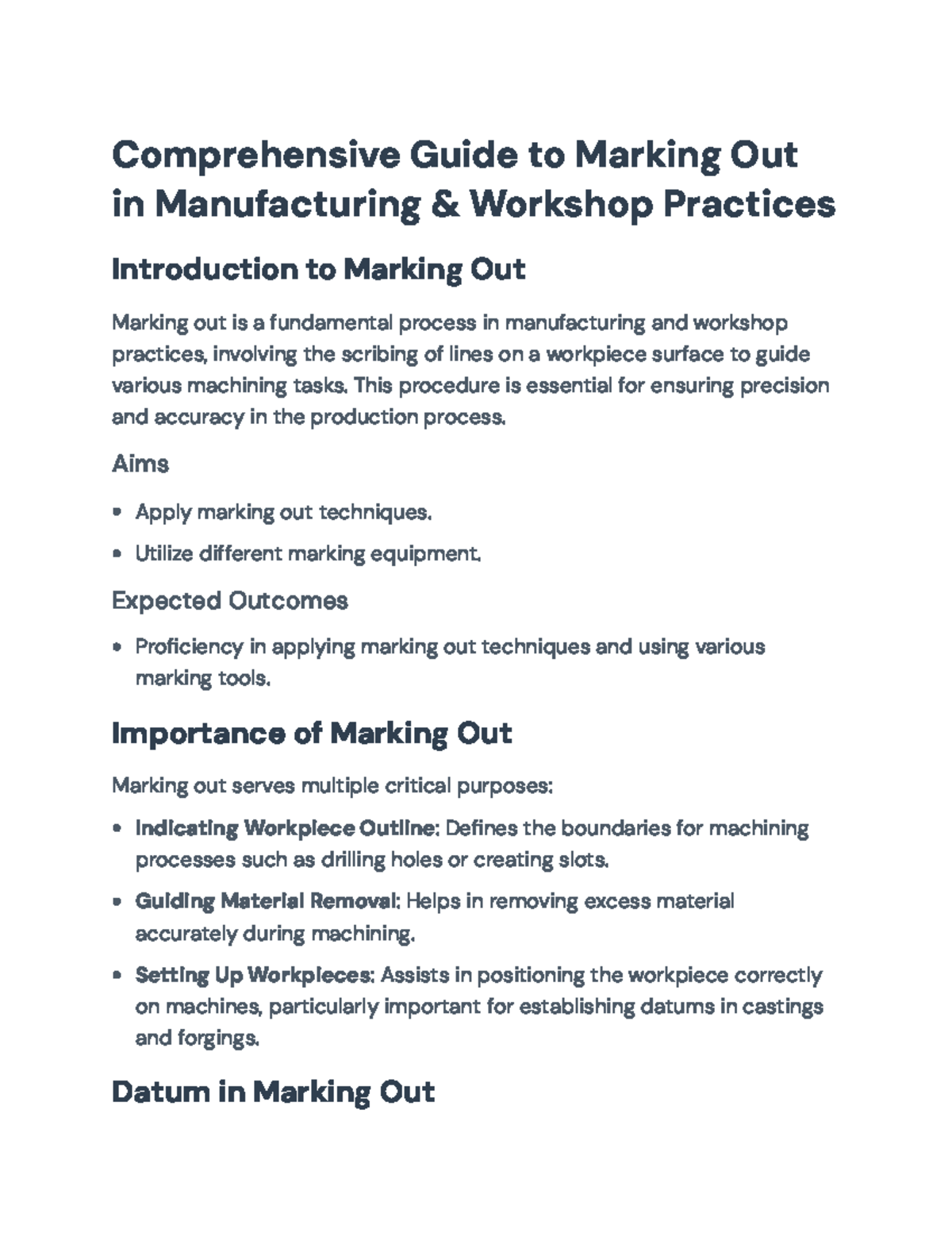 Marking Out Techniques: A Comprehensive Guide (MMN11A) - Studocu