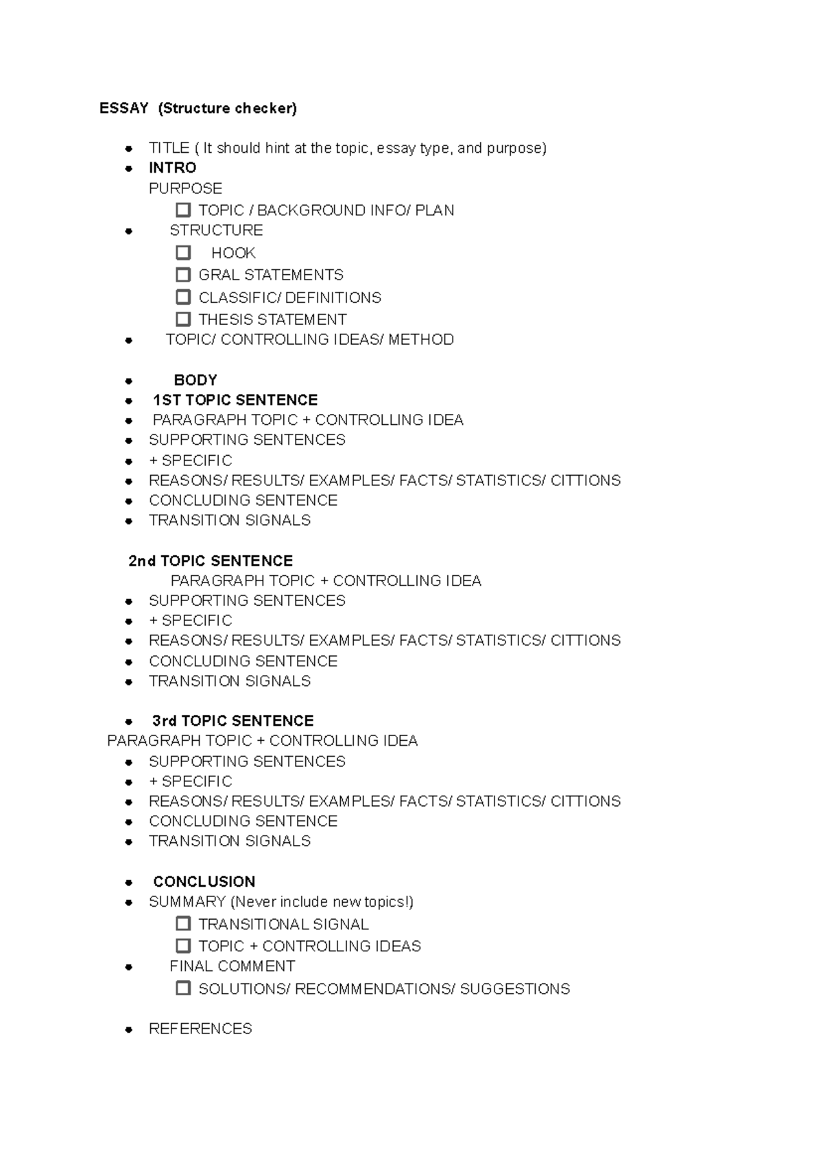 Essay (Structure checker) cause & effect essay - ESSAY (Structure ...